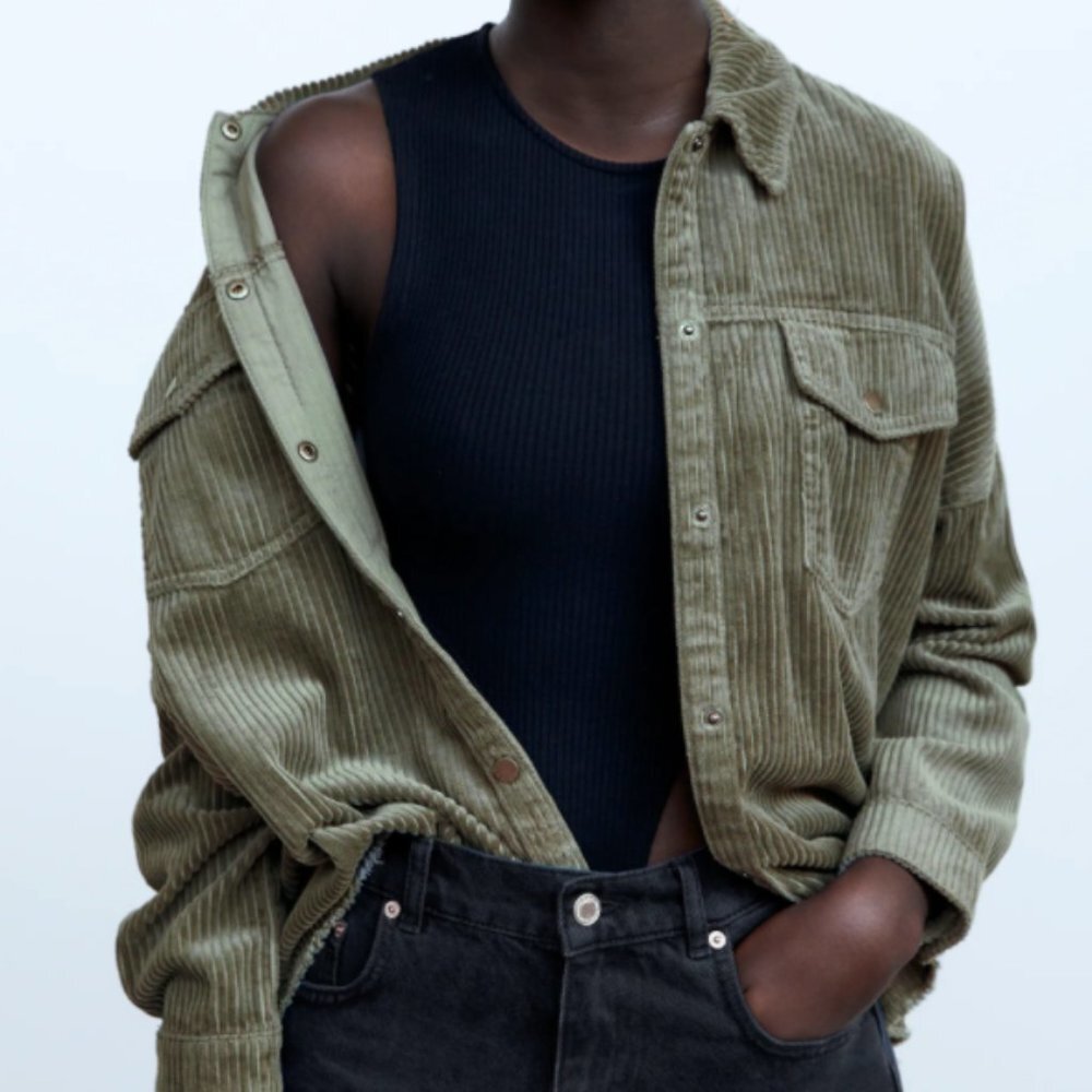ZARA GREY CORDUROY SHIRT/SHACKET